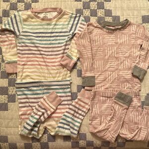 Honest Baby Rainbow Pink Striped Girls Kids Pajamas Set 24M
